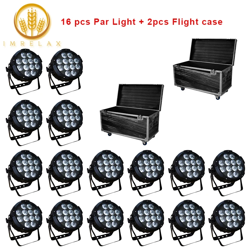 IMRELAX 16 шт Водонепроницаемый 12*15 Вт RGBWAP 6в1 LED Par свет с футляром для полета пакет