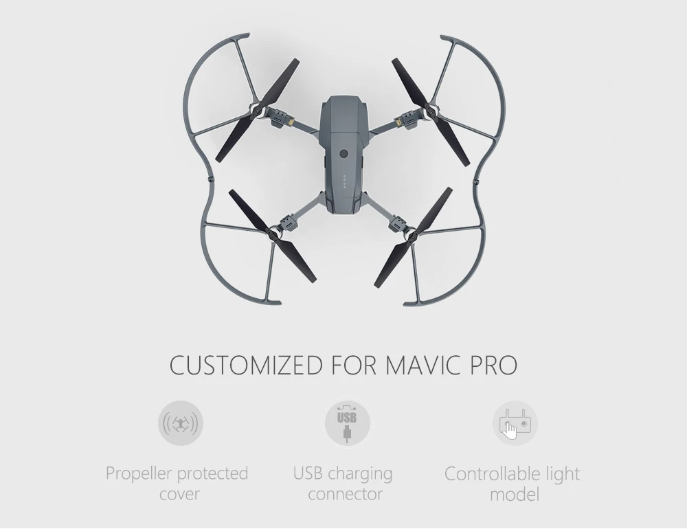 PGYTECH LED DJI Mavic Pro Light Propeller Guard Anti-Collision LED Colorful Lighting Protection Guard Blades for DJI Mavic Pro