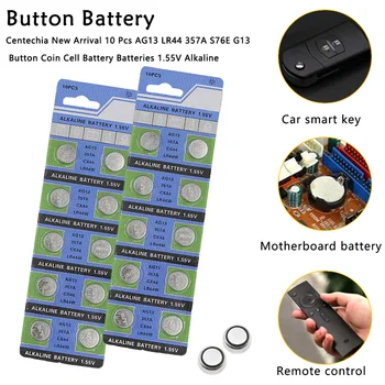 

10pcs 1 cards AG13&357A/LR44 Button Cell Coin Battery LRA76 1.55V Li-ion Batteries Colorful Night Light Alarm Projection Clock