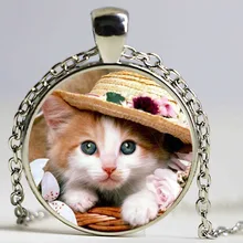 Handmade Photo Glass Dome Pendant, Cute Cats Jewelry, Pet Necklace, Can Custom Made
