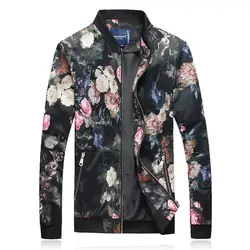 201 P весенне-осенняя модная мужская куртка с воротником-стойкой, повседневные куртки на молнии с обеих сторон, с цветочным принтом, мужская