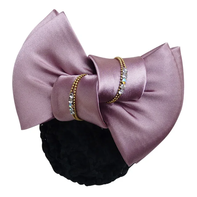 i-Remiel New Fashionable Bow Hair Headwear Ribbon Bun Cover Satin Net Hotel Hair Pin Girls Headbands Head Accessories for Girls Light Pink