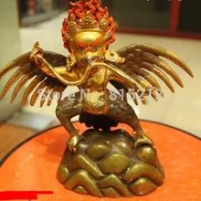 Bi00851 " Тибетский буддистский храм фиолетовая бронза 24 К золото статуя Будды птицы Гаруда