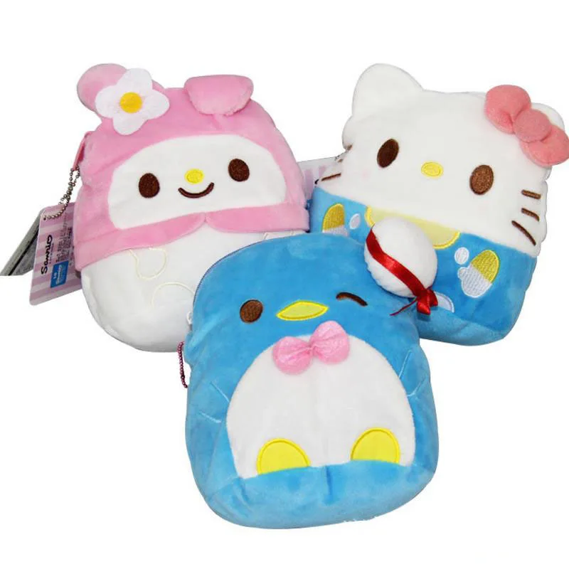 

1 Pc Kawaii Cartoon Hello Kitty My Melody penguin Plush Purse Pouch Wallets for Women Girls Kids Bag plush toys gift