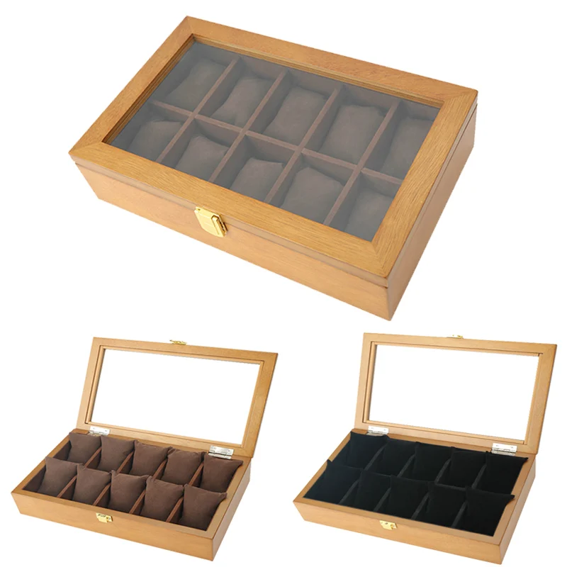 

2019 Luxury 10 Grids Handmade Wood Watch Box Wood Clock Box Watch Case Time Box for Watch Holding