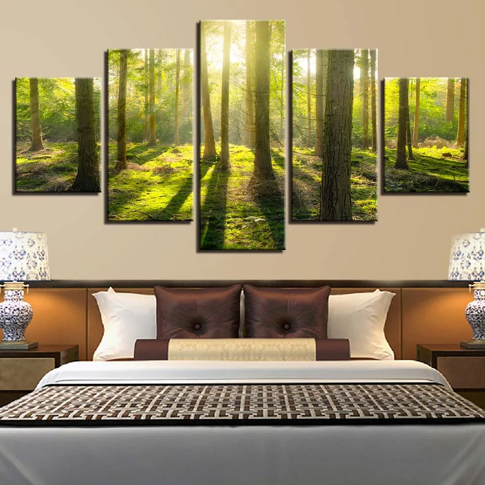

Canvas Painting HD Prints Home Decoration 5 Pieces Tree Wall Art Tropical Rain Forest Modular Landscape Pictures Artwork Poster