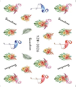 

FWC Colorful Tropical Flamingo Sticker Nail Art 3D DIY Accessory Fashion Animal Decals Nail Wraps Decorations Tips