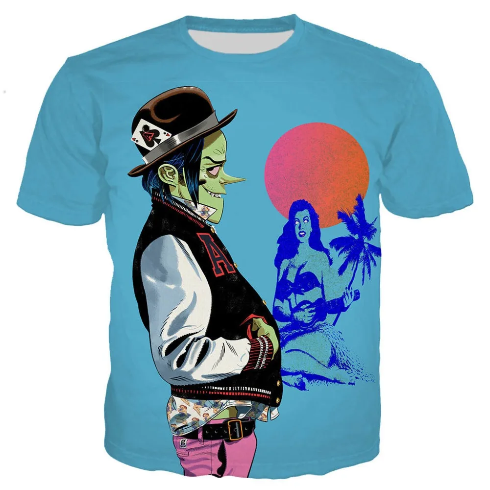 Футболки с музыкальной группой Gorillaz для мужчин и женщин кавайная женская