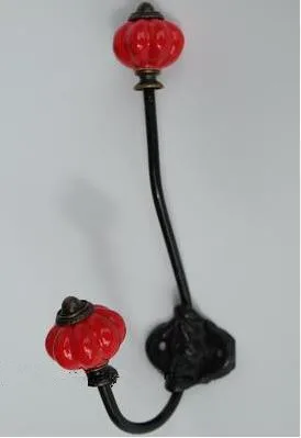 Европейский керамический крючок из кованого железа с головой тыквы для украшения дома 10 цветов 4 шт./лот - Цвет: Красный