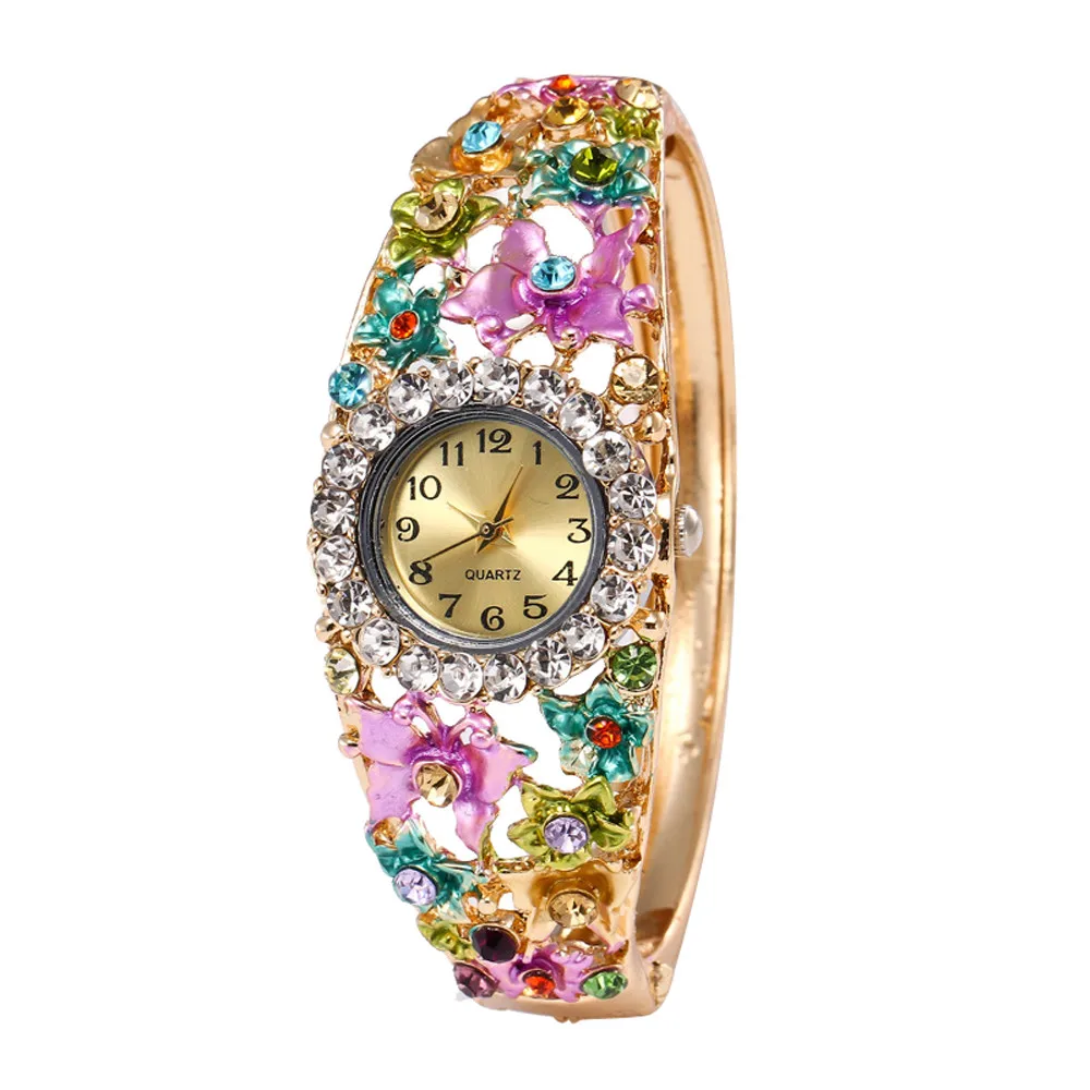 Женские часы, роскошный бренд, Кристальные кварцевые наручные часы, Круглые, полностью Стразы, браслет для движения, Relogio Feminino Orologio Donna