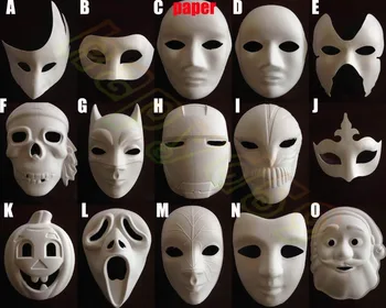 

4pcs Cartoon Hip-Hop hand painted Halloween mask Masquerade Ghost Dance Performances mask kid draw party festival white masks