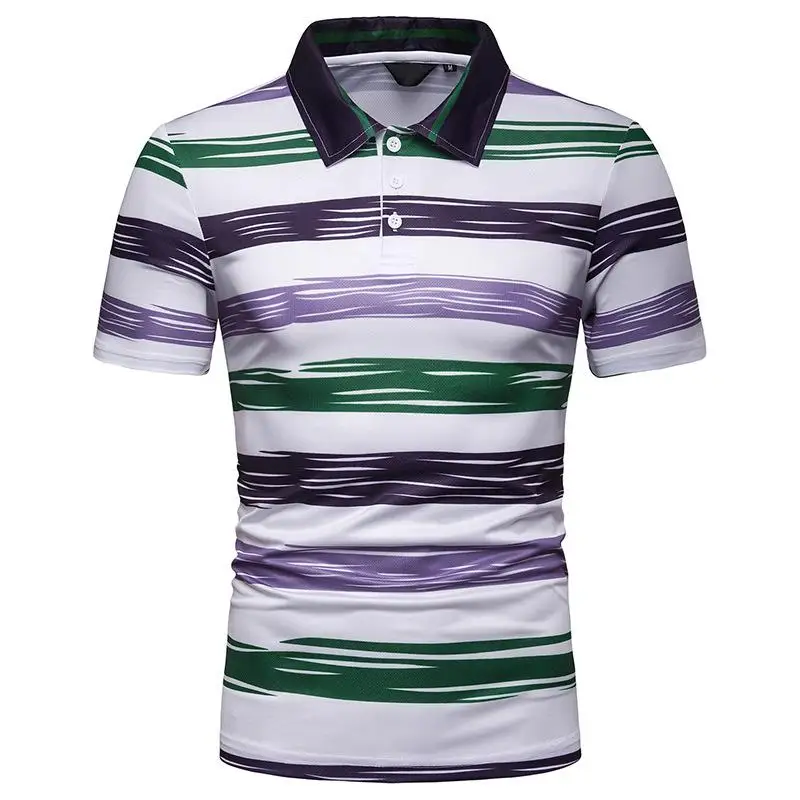 

Polo Shirt Men Clothes Striped Beach leisure Short sleeve Summer Tops Business Casual Tees Men Polo Shirt Red Yellow Green