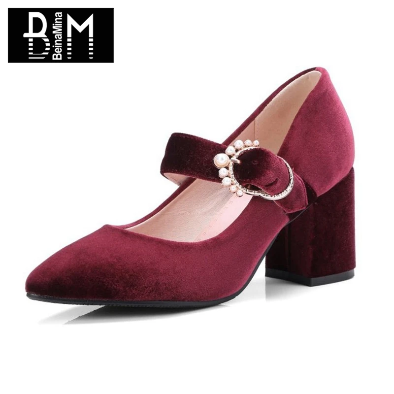 BEINAMINA Taille 32 43 Vintage Femmes Chaussures Talons Hauts Perles 