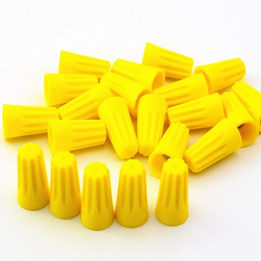 

High quality 100Pcs Yellow P4 Wire Connector Twist-On Terminals Cap Spring 22-10 AWG