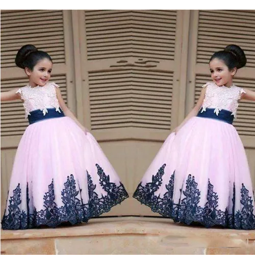 2016 Yellow and Royal Blue Lace Little Flower Girls' Dresses Bridal ...