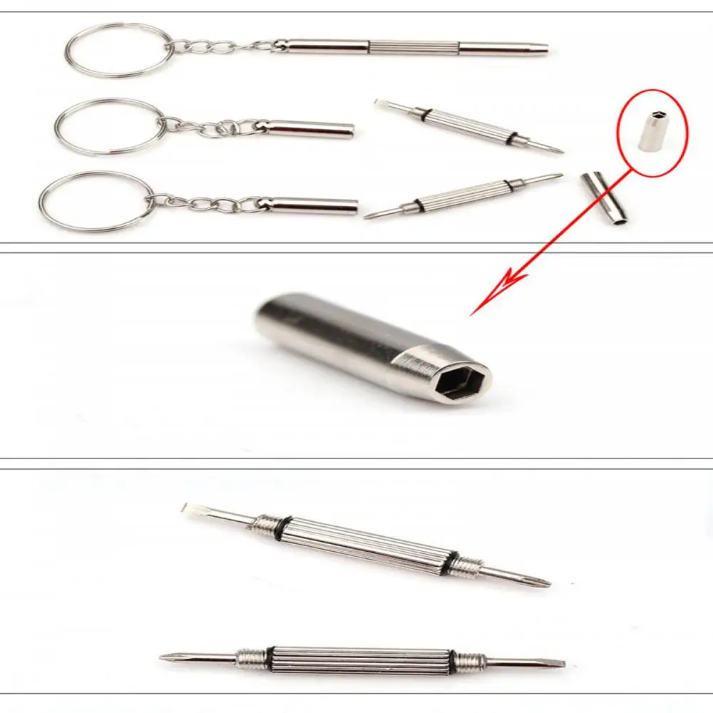 Fashion 3 in1 Eyeglass Screwdriver Hand Tools Eyeglass Screwdriver Sunglass Watch Repair Kit with Keychain Glasses Repair Tools