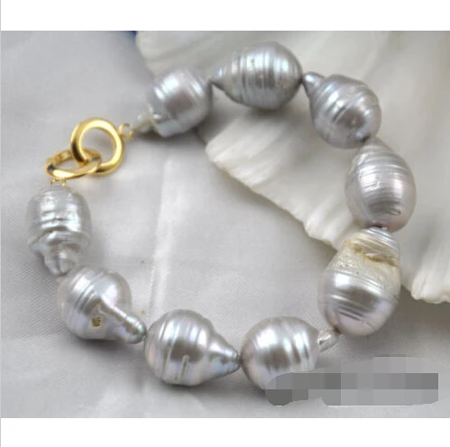 

8" 22mm Gray baroque Keshi Reborn pearl bracelet@^Noble style Natural Fine jewe SHIPPING new >>> -Top quality free shipping