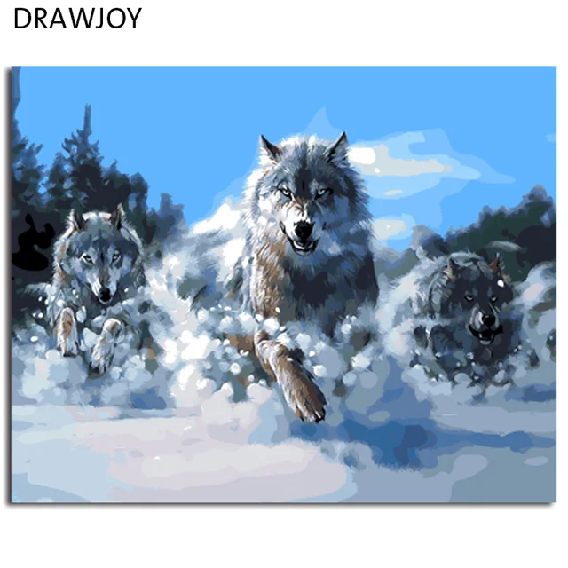 drawjoy abstract wolf framed