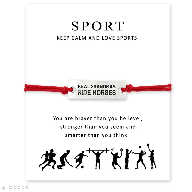 

Custom- Silver Real Grandmas Ride Horses Charm Bracelets for Women Girls Adjustable Bracelets Statement Jewelry With Card