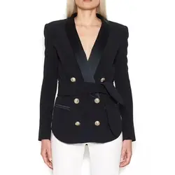 HAGEOFLY Высокое качество Мода 2018 черный, белый, розовый блейзер для женщин дизайнер с длинным рукавом двойной пуговицы Внешний пиджак пидж