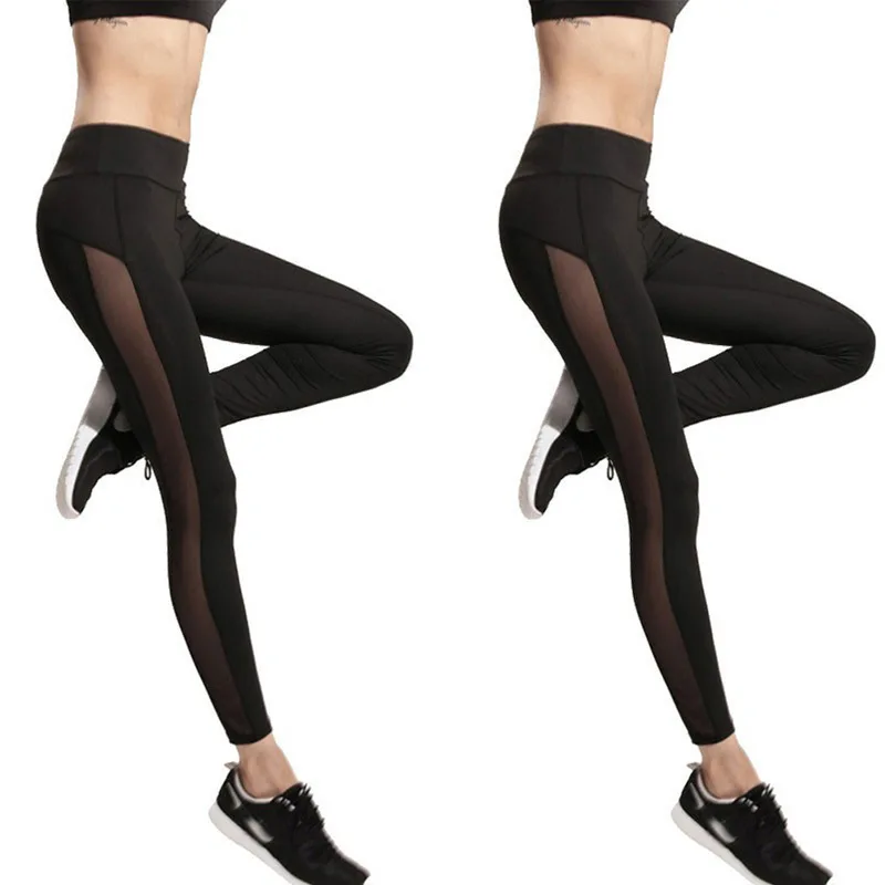 Side mesh panel high waist yoga leggings sporty pants fitness workout pants active jeggings joggings (1)