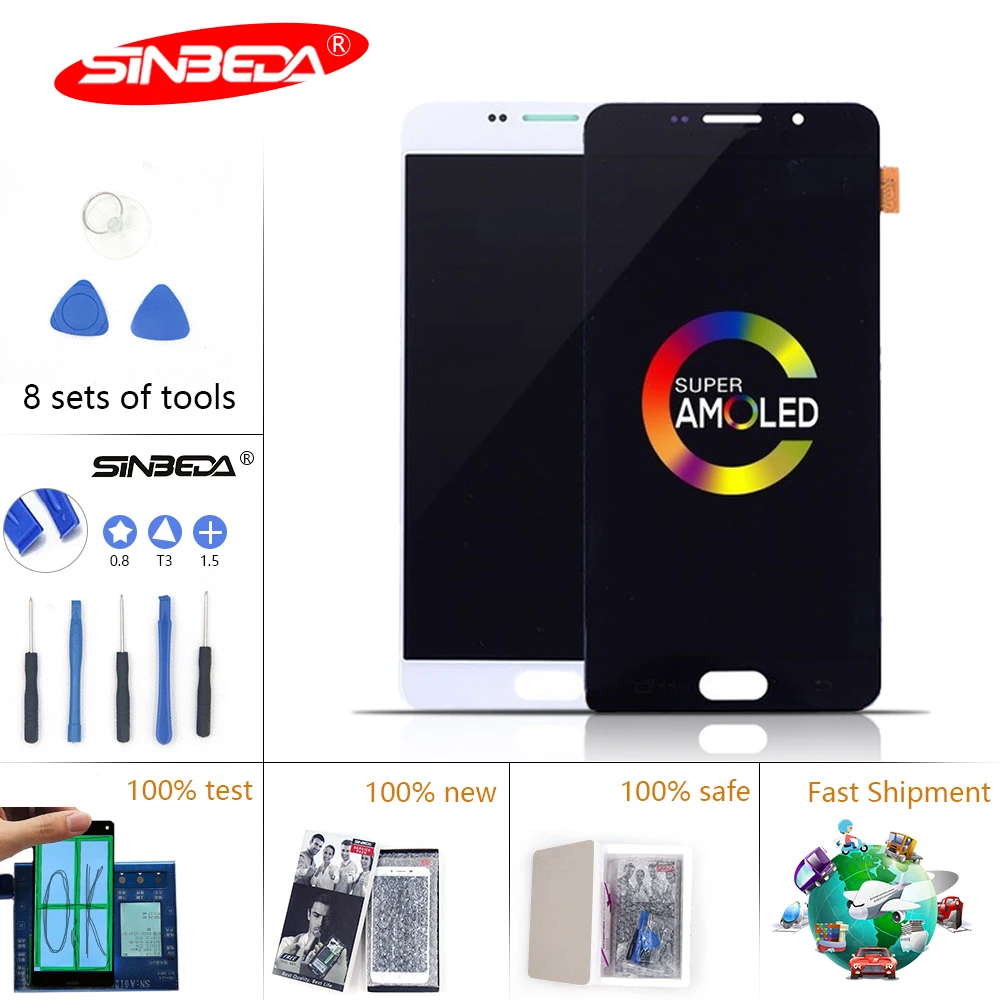 

5.5"Sinbeda Super AMOLED LCD For SAMSUNG Galaxy A710 LCD Touch Screen Digitizer For SAMSUNG A7 2016 Display A7100 A710F A710 LCD