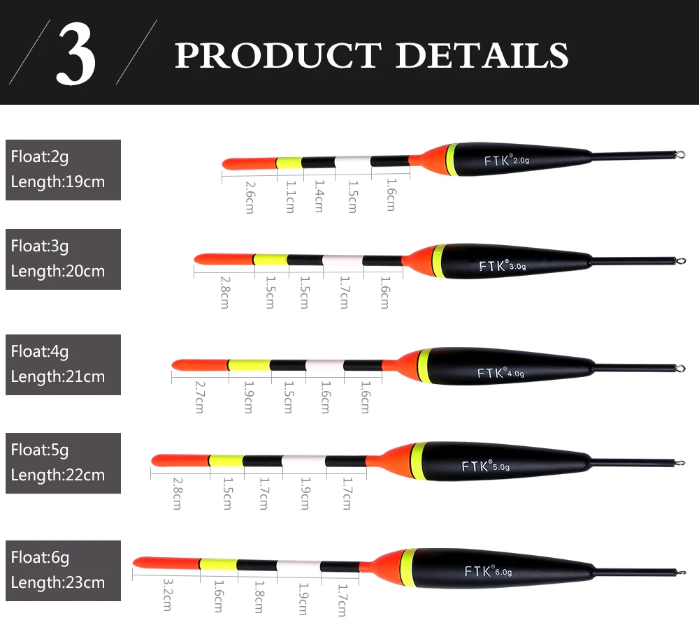 FTK Barguzinsky Fir светильник в темноте 10 шт./лот поплавок Длина 19-23 см поплавок вес 2 г-6 г для ловли карпа