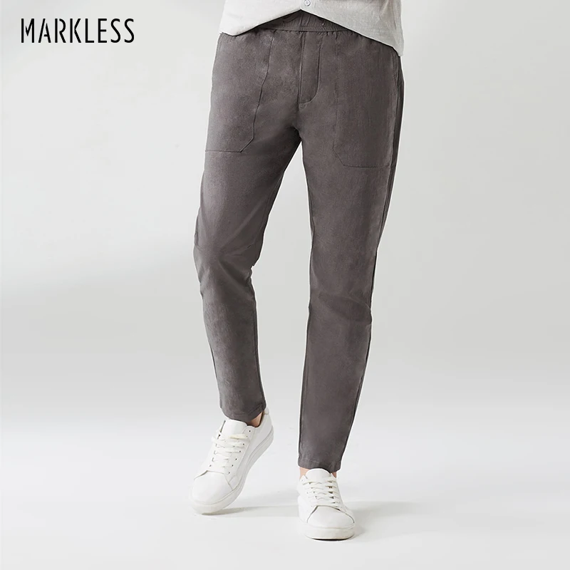 

Markless Cargo Pants Men 2019 Spring Middle Waist Trousers pantalones hombre Loose Casual Men Pants CLA9816M