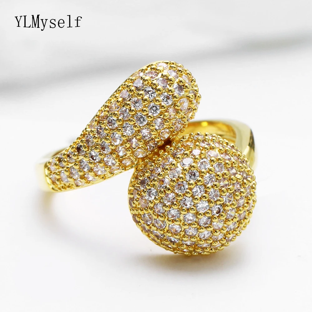 

New Elegant Ring Silver/Gold-color Micro pave Cubic Zirconia Jewellery Latest Jewelry Brass rings for women