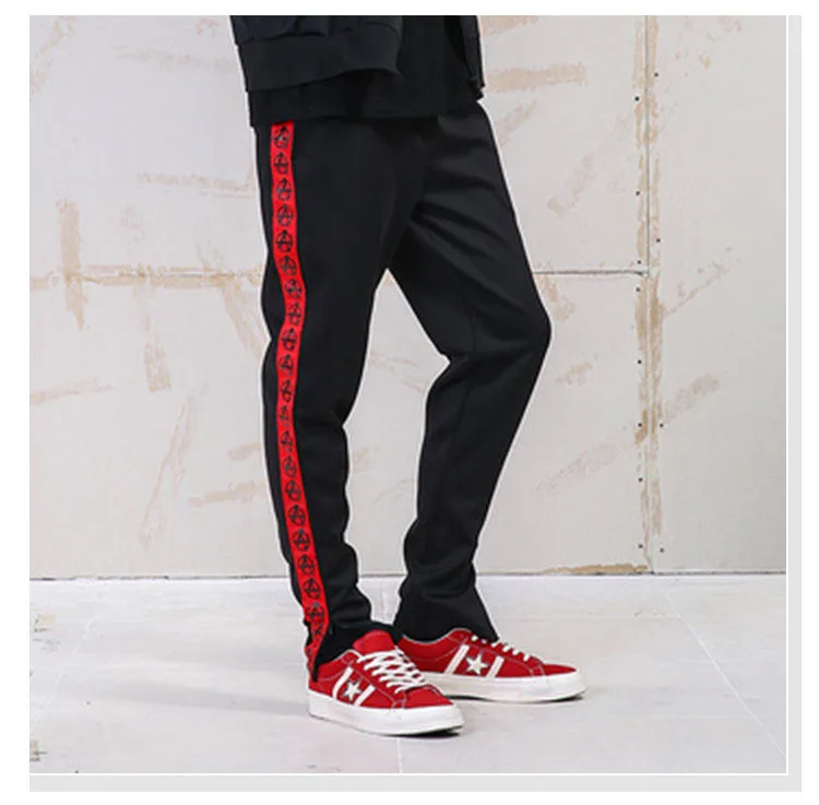 Aolamegs Harem Pants Men Side Graphics Print Retro Pants Elastic Waist Track Pants Trousers Mens Fashion Joggers Sweatpants New (4)