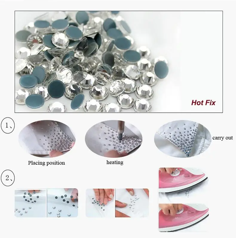 Pacote de Cristal de Vidro Máquina de Strass Ferro em Strass Grande Hotfix Corte Fix Vestuário Costura Pedra Dmc Hot 9 High Quality Beleza e saúde