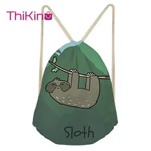 Thikin girls Cute Sloth Casual Sack Drawstring Bag for Women Travel Backpack Toddler Softback Lady Beach Mochila DrawString Bag
