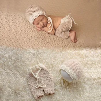 

Crochet Costume Clothing Infant Photography Accessories Baby Boys Hat Pants Set For Photo Shooting Newborn Photography Props
