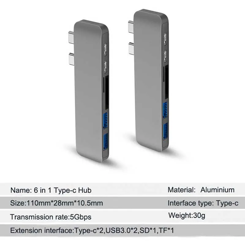 EASYA Thunderbolt 3 адаптер двойной usb type C Узловая док-станция к USB 3,0 TF/SD кардридер PD данных для MacBook Pro/Air USB-C