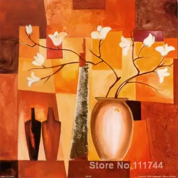 

Abstract still life orange geometric floral alfred gockel oil paintings hand painted for dining room wall decor