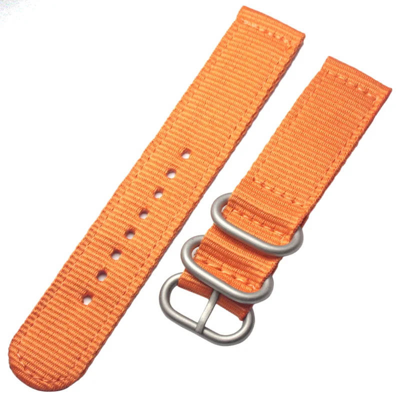 Нейлоновый ремешок для часов 18 мм, 20 мм, 22 мм, 24 мм, 6 цветов, для женщин и мужчин, модные спортивные брезентовые часы, ремешок, серебристо-черный браслет с пряжкой - Цвет ремешка: Orange silver buckle