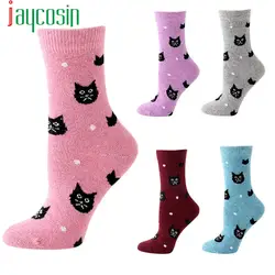 JAYCOSIN вязаные женские Носки с рисунком кота осенние зимние теплые шерстяные носки рождественские животные подарок модные женские носки