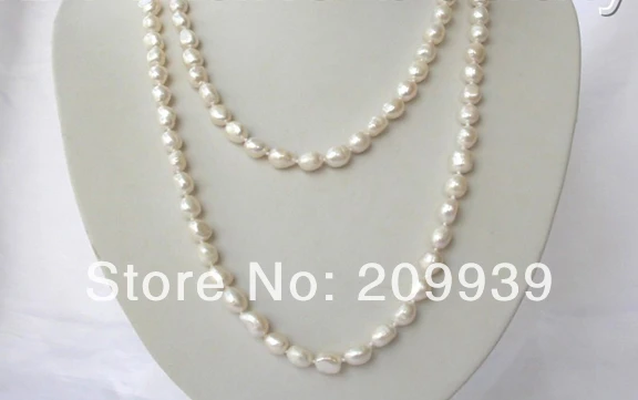 

huij 003490 long 48" 11mm baroque white freshwater cultured pearl necklace