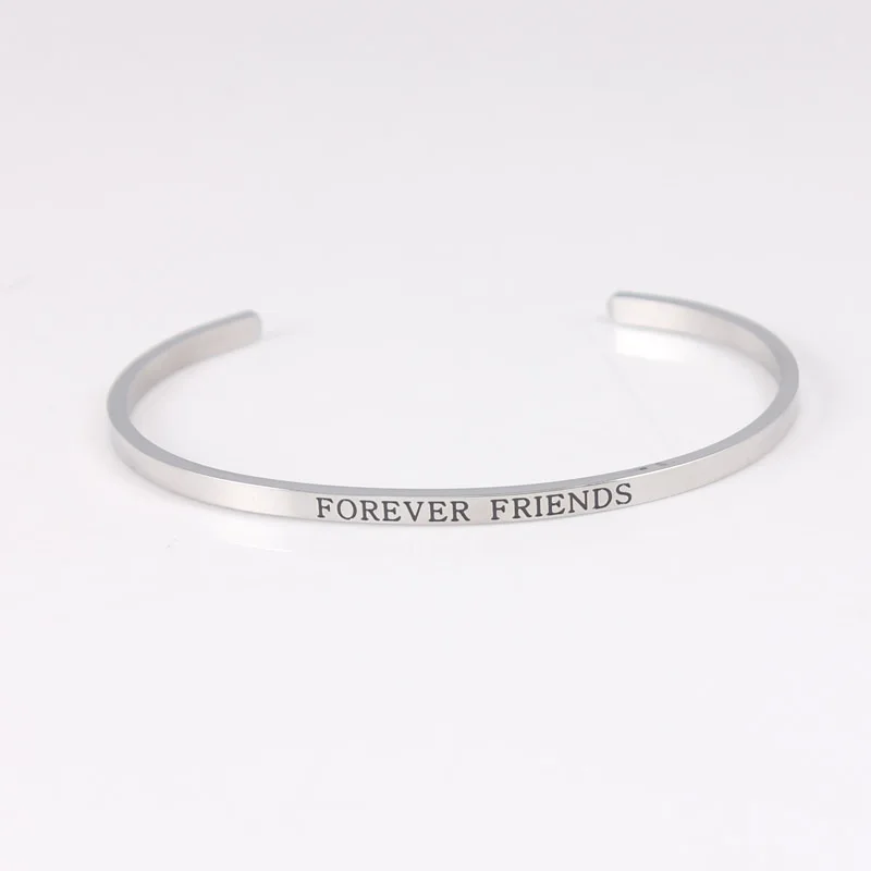 Бар из нержавеющей стали с гравировкой FOREVER FRIENDS воодушевляющая цитата браслет