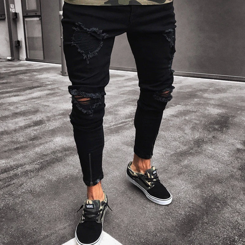 Pantalones vaqueros a la moda para hombre, Pantalón recto, ajustado fino,  para primavera y otoño, 2020|Pantalones vaqueros| - AliExpress