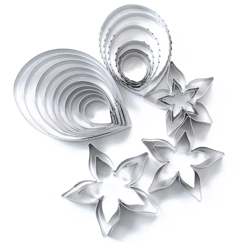 

23pc Rose Cookie Cutter Stainless Steel Pastry & Biscuit Cutter Cake Mold Petal Calyx Leaf Fondant Tools