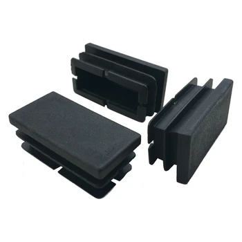 

8 Pcs Black Plastic Rectangular Blanking End Caps Inserts 20mm x 40mm