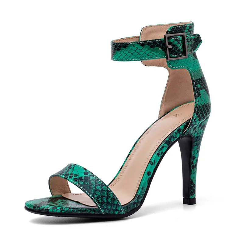 FEDONAS Summer Snakeskin Totem Upper High Heels Women New Classic Pumps Fashion Sexy Summer Sandals Shoes Woman Buckle Sandals