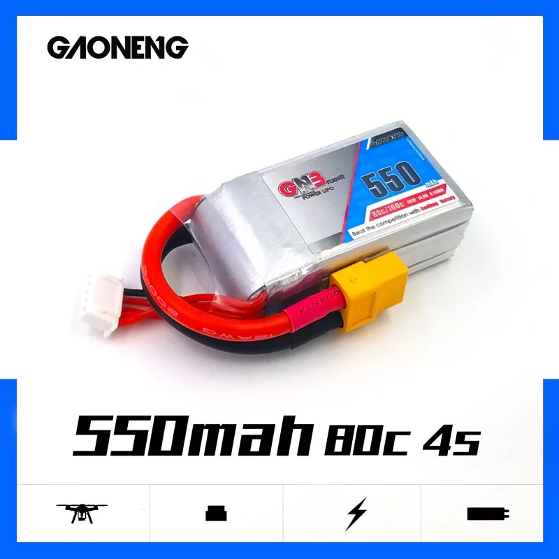 

Gaoneng GNB 550mAh 14.8V 4S 80C/160C Lipo battery with XT30 JST XT60 Plug for FPV Racing Drone RC Quadcopter Helicopter parts