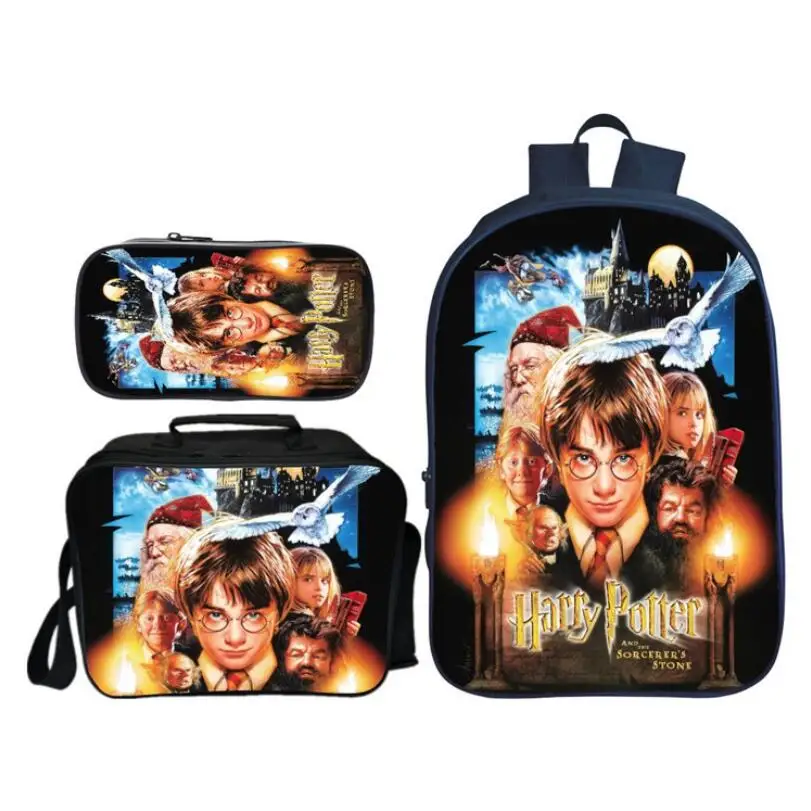 

New Arrivals 3Pcs/Set Printing Harry Potter Student School Backpacks for Children 3D Cool School Bags for Boys and Girls Bookbag