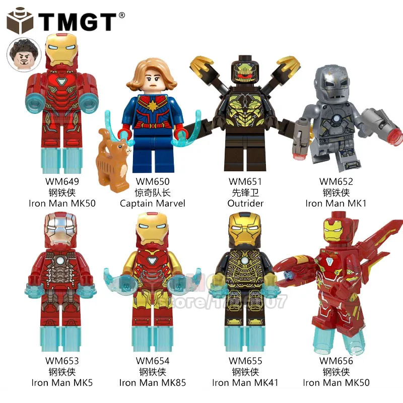 

Single Endgame Legoings Iron Man MK50 MK85 Outrider Captain Marvel The Avengers 4 Figures Building Blocks Toys For Children