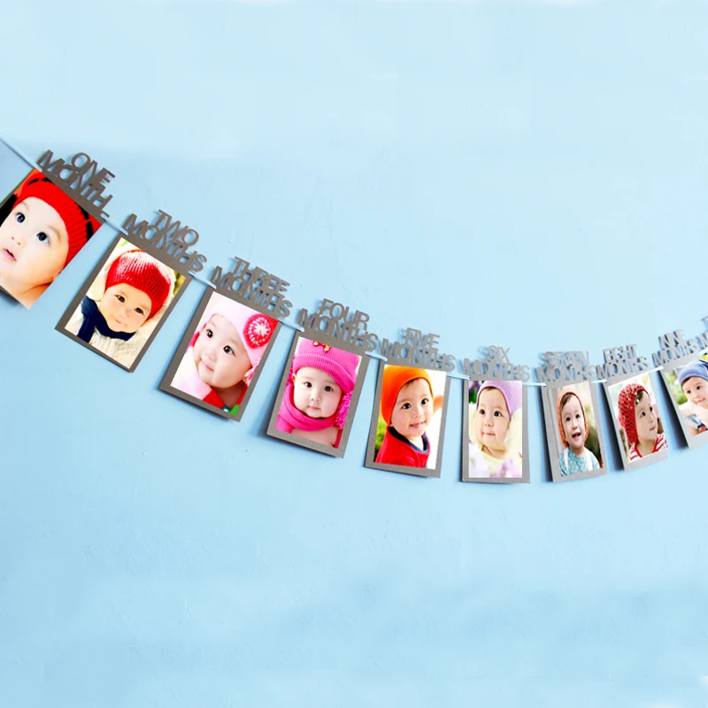 Diy Monthly Paper 1st One Year Photo Booth Birthday Banner String