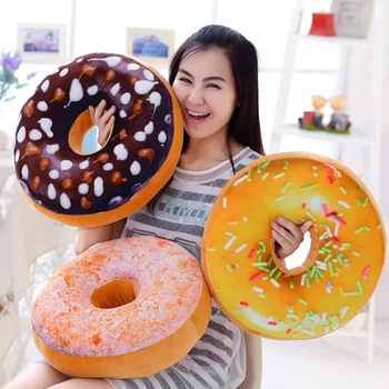 

New 3D Donuts Pillow Food Shape Pillow Cushion For Leaning On Plush Toys Donuts Nap Mat Creative Toy Home Essential