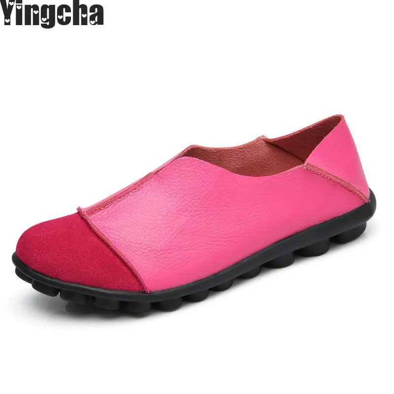 

Plus Size Genuine Leather Flat Shoes Woman Handmade Leather Loafers Flexible Spring Casual Shoes Woman Flats Zapatos Mujer
