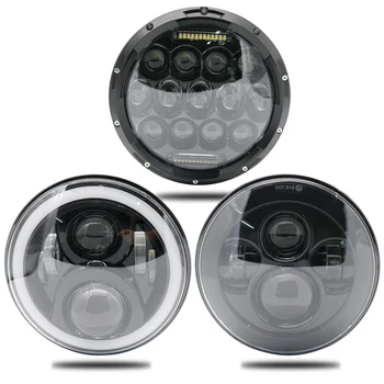 

DOT E9 7 inch MOTO LED Projector Headlight with Angle Eyes For Harley Davidson Motorcycles Black/Chrome